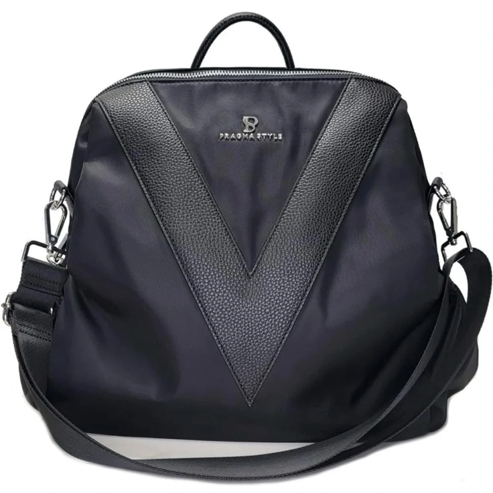 Purple Geometric Backpack with V-Panel Design